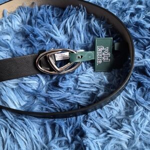 wild fable Black Belt with Silver-Tone Oval Buckle